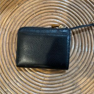 Tory Burch Leather Zip Card Case / Holder Wallet, black
